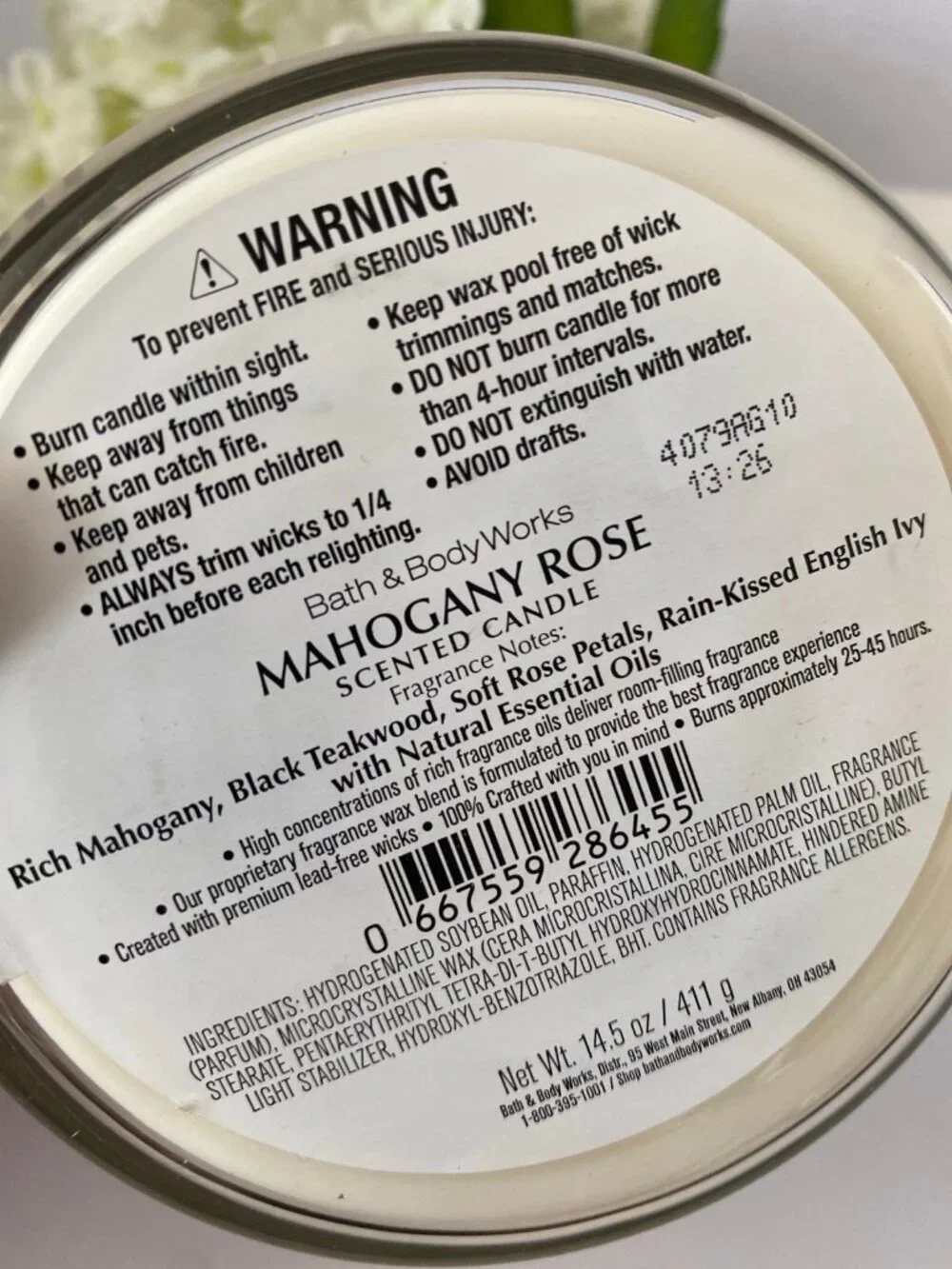 “Mahogany Rose” Bath & Body Works NEW 3 Wick Candle